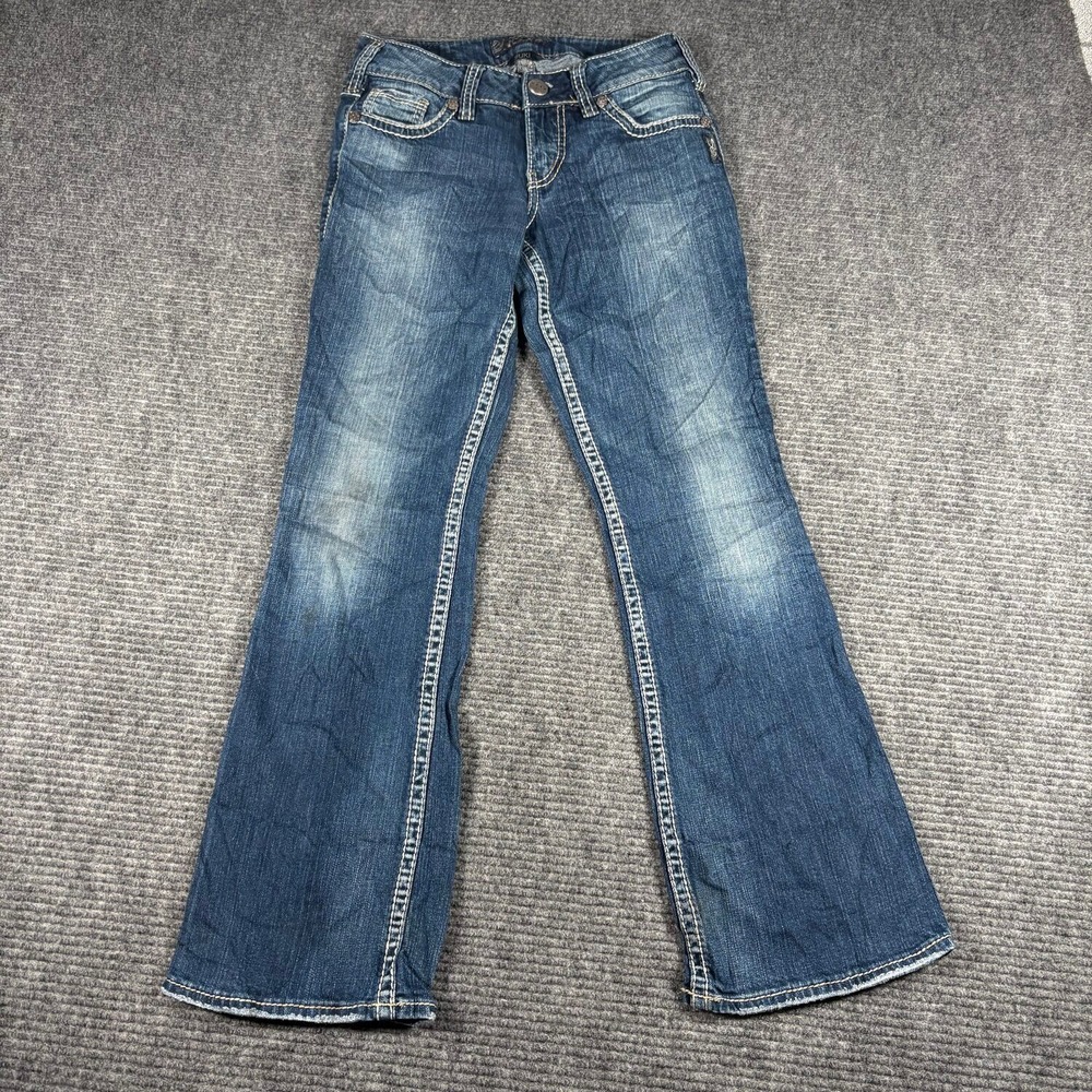 Silver Jeans Co Suki Bootcut Womens 26x30 Blue Good Thick Stitch Mid Rise Denim